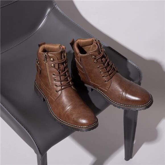 Vostey Men's Boots Boots for Men Casual Boots Motorcycle Combat Ankle Dress - Picture 4 of 7